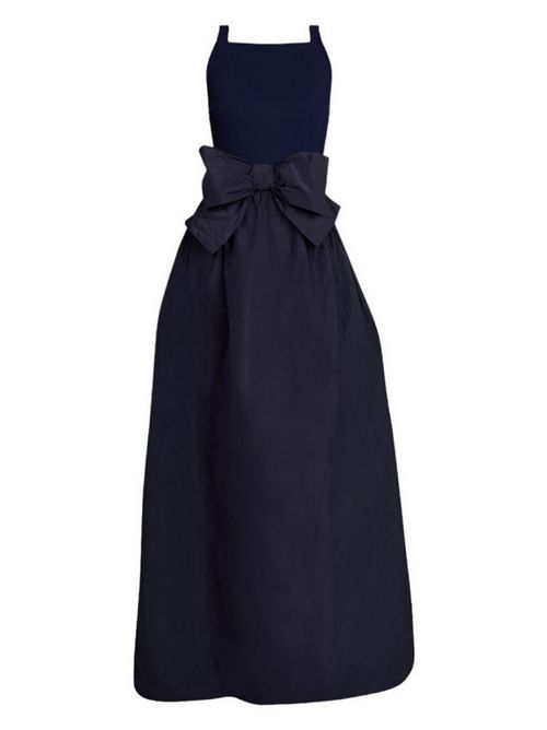 Abito donna lungo con corpetto in jersey e gonna in taffetà blu Chiara Boni La petit robe | ABLHARLEETAF-SJE743